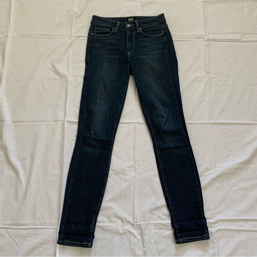 Paige Hoxton Ankle Skinny Dark Wash Faded Jeans Size 24